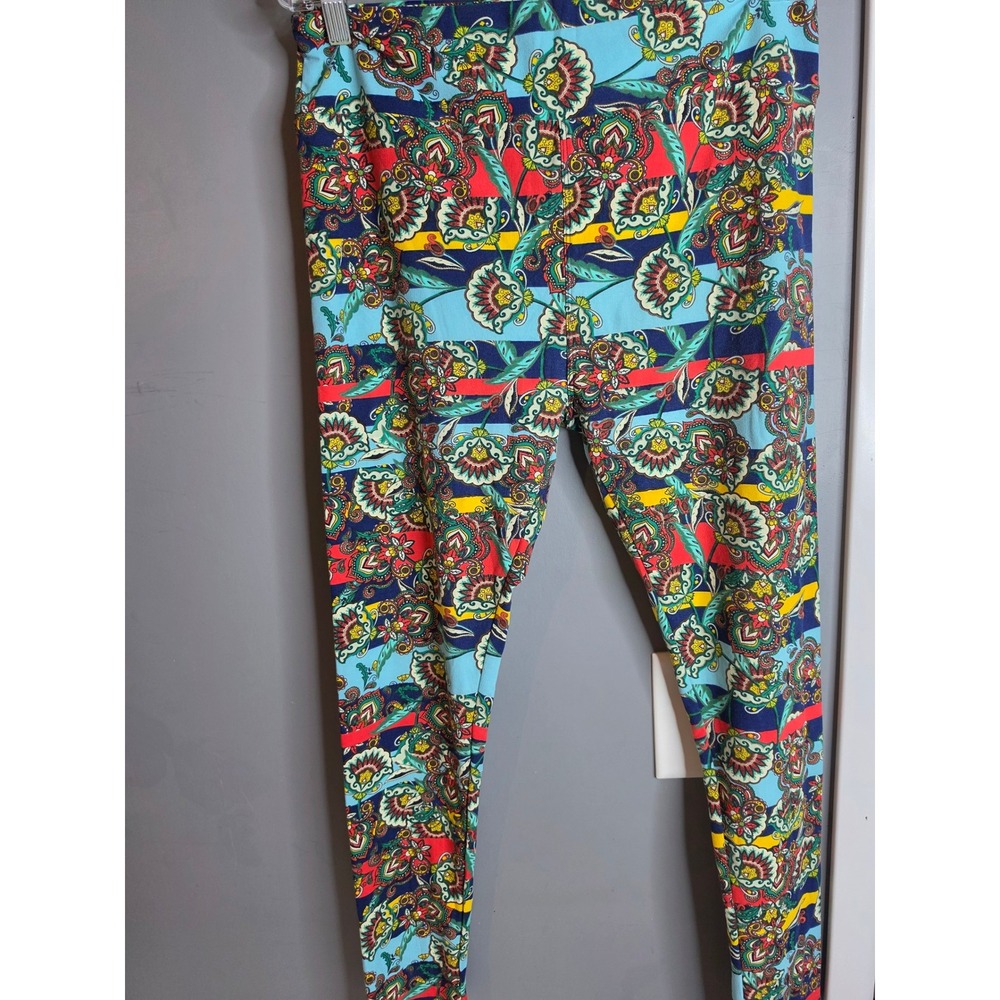 LuLaRoe Tall & Curvy Leggings Floral Paisley Striped Multi-Color TC